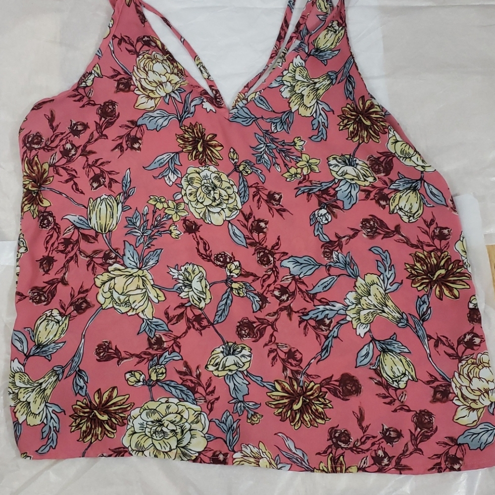 Persaya Floral Pink/Coral Tank Top S